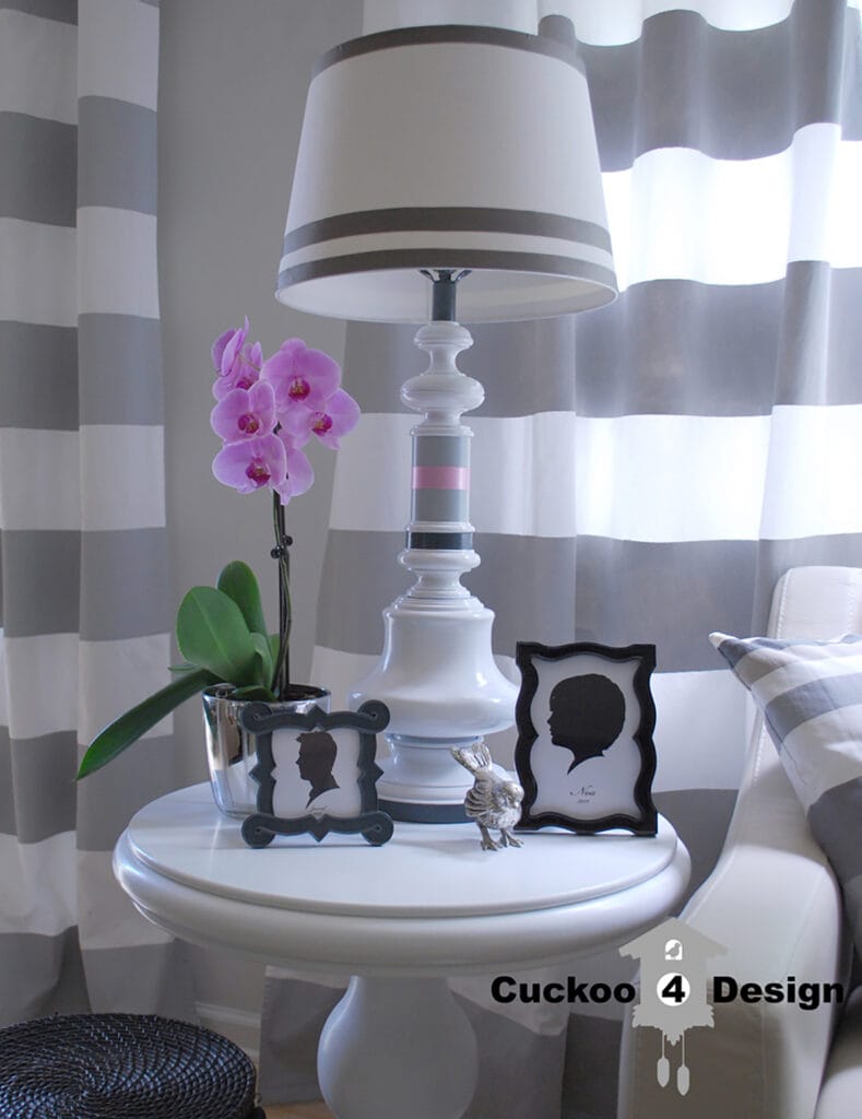 painted gray lamps with pink accent