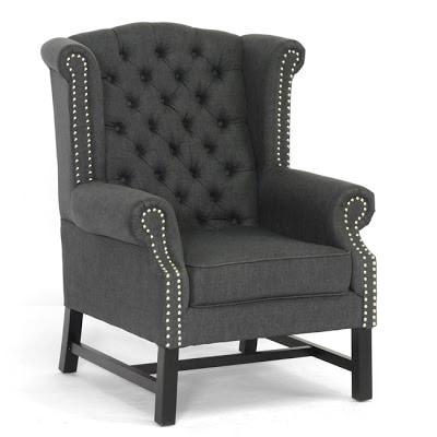 Overstock Sussex Classic Dark-Gray Linen Club Chair