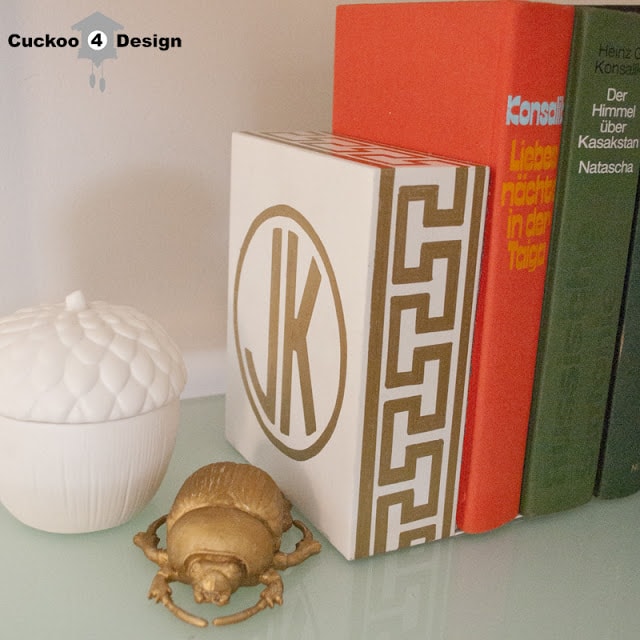 DIY gold sharpie bookends made by cuckoo4design