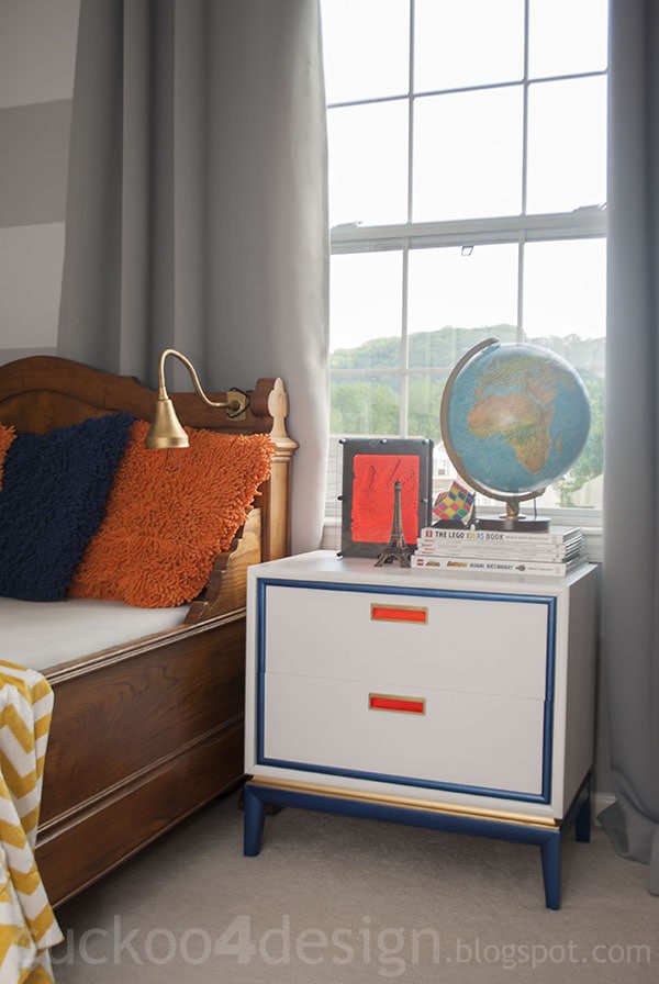 midcentury modern nightstand makeover after painting