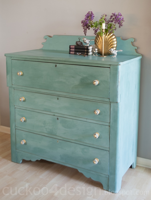blue green turquoise chalk paint country dresser