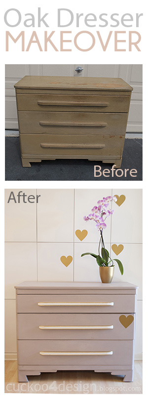 modern rustic oak dresser makeover in grey white and gold by Cuckoo4Desing