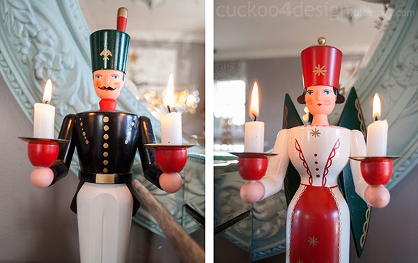 German angle and soldier candle holder for Christmas