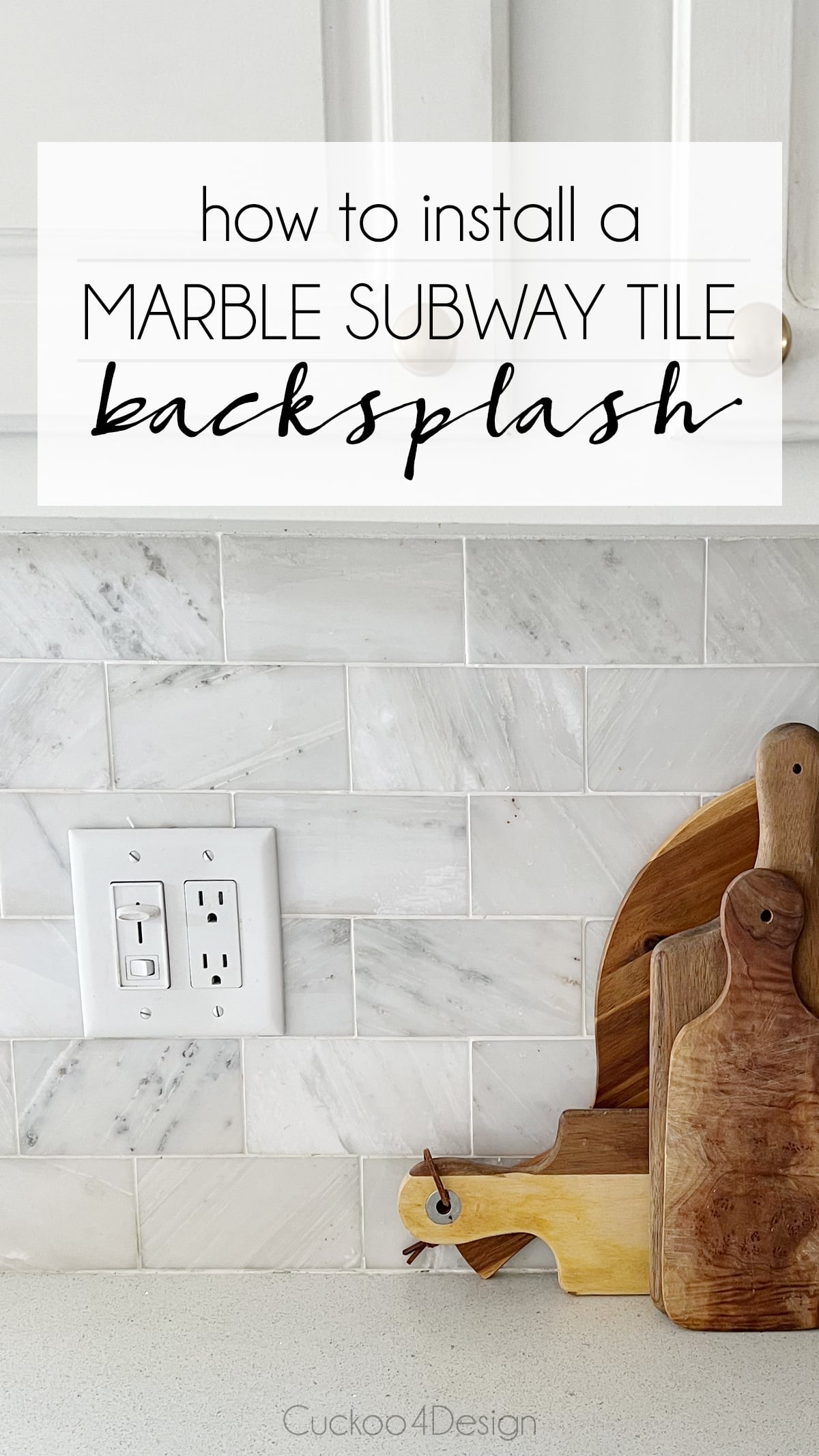 how to install a marble subway tile backsplash