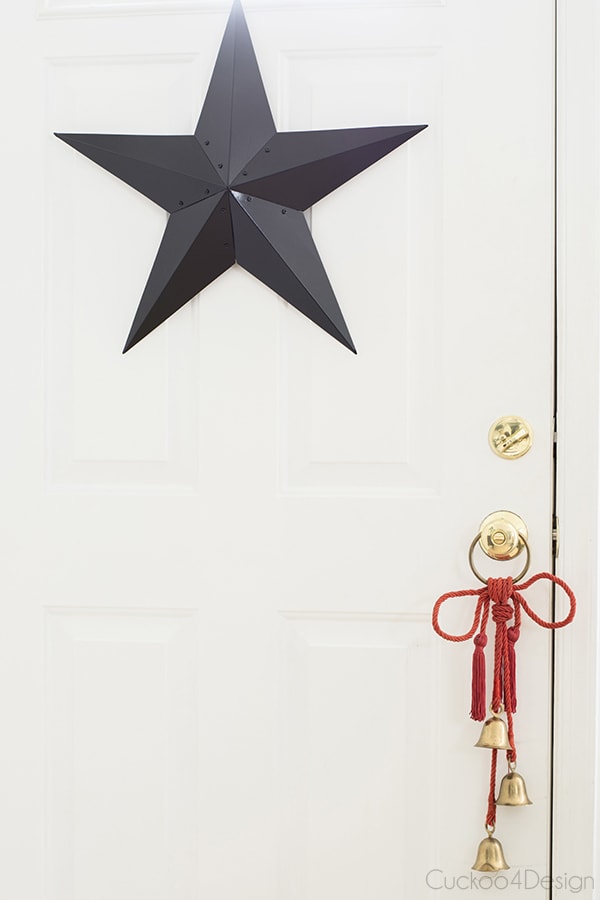 black and red Christmas door