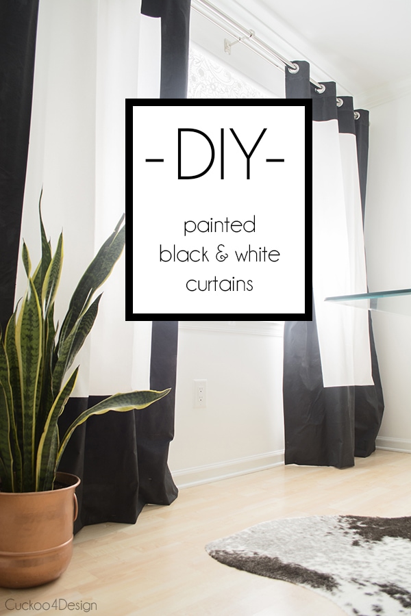 black and white fabric painted curtains