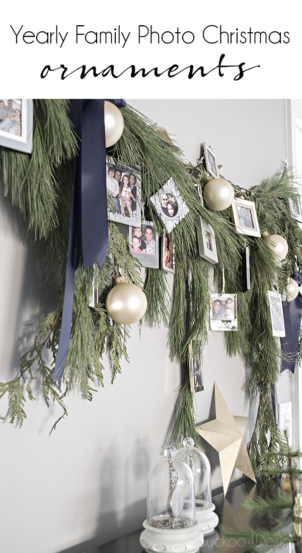 meaningful Christmas decor with framed family picture Christmas ornaments