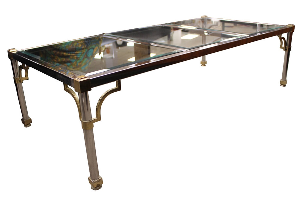vintage brass and chrome coffee table
