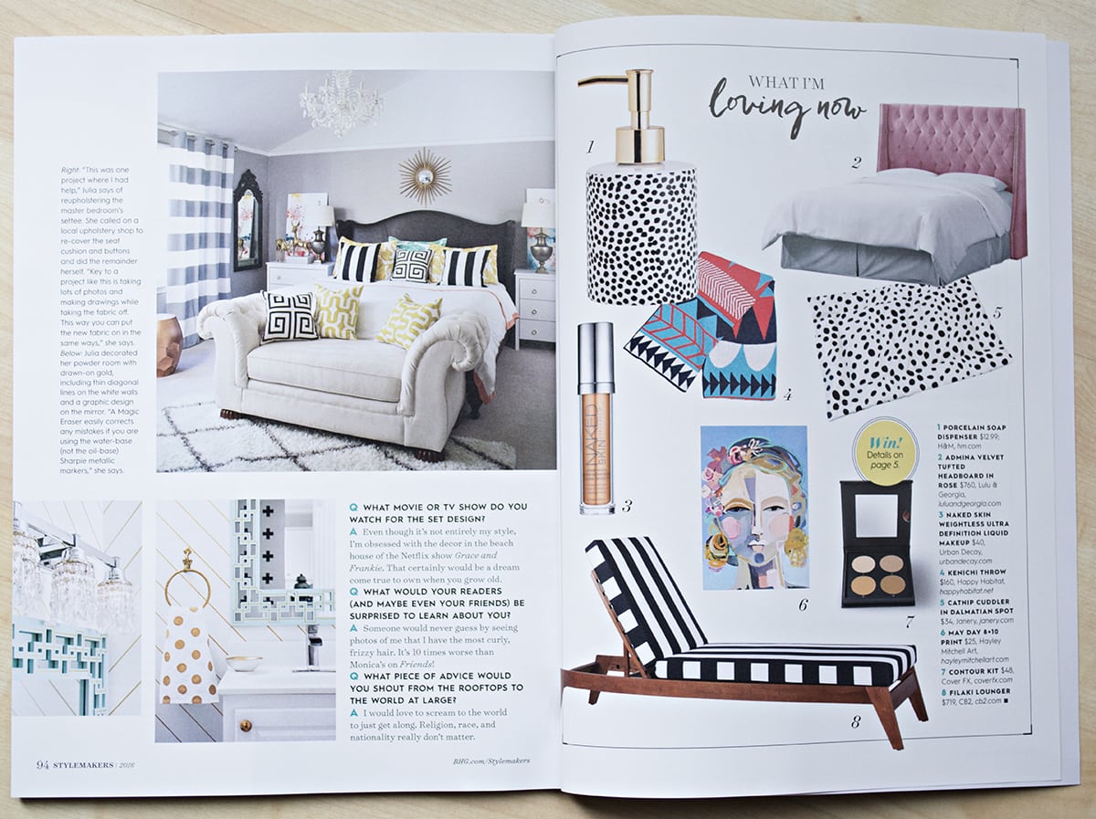 my home's bedroom featured in the Better Homes and Gardens Stylemaker Issue 2016