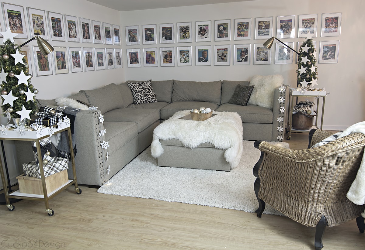 Home Decorators Collection® holiday homes blog hop - mancave/basement family room