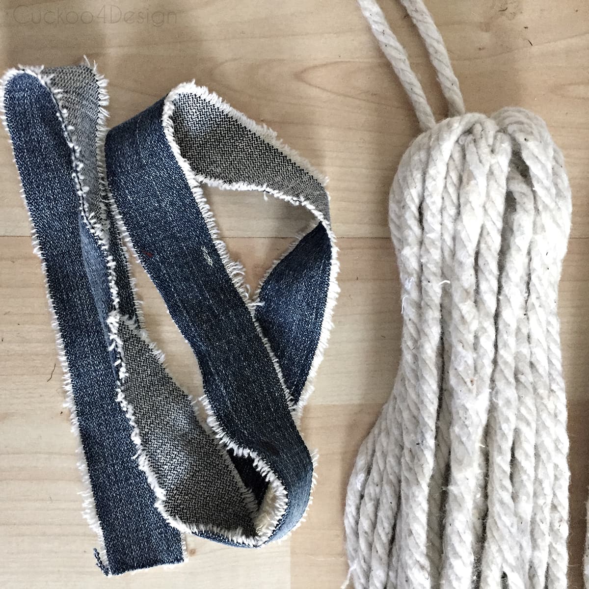 strands of torn jeans strips