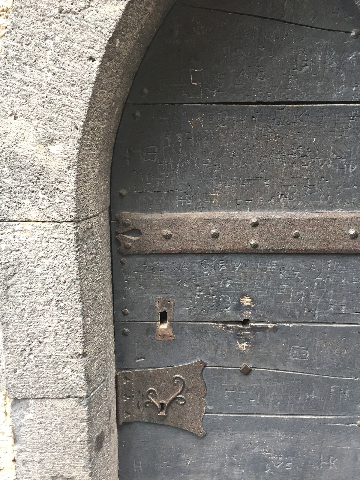 view of the medieval drunk lock in the door