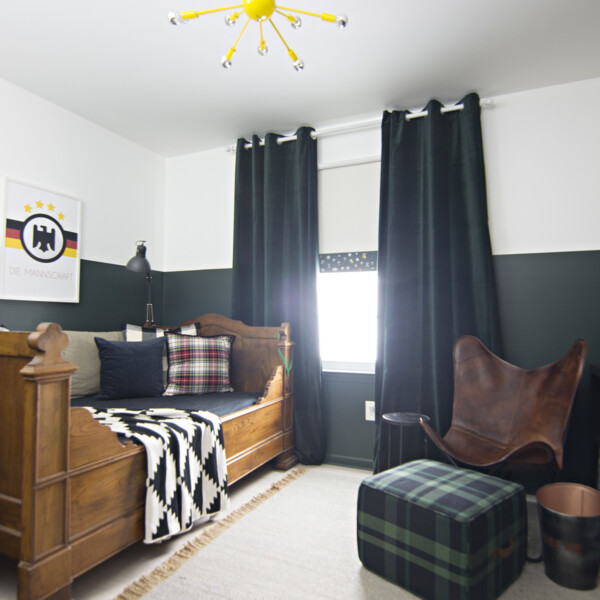 sophisticated boys room with dark green walls | Cuckoo4Design