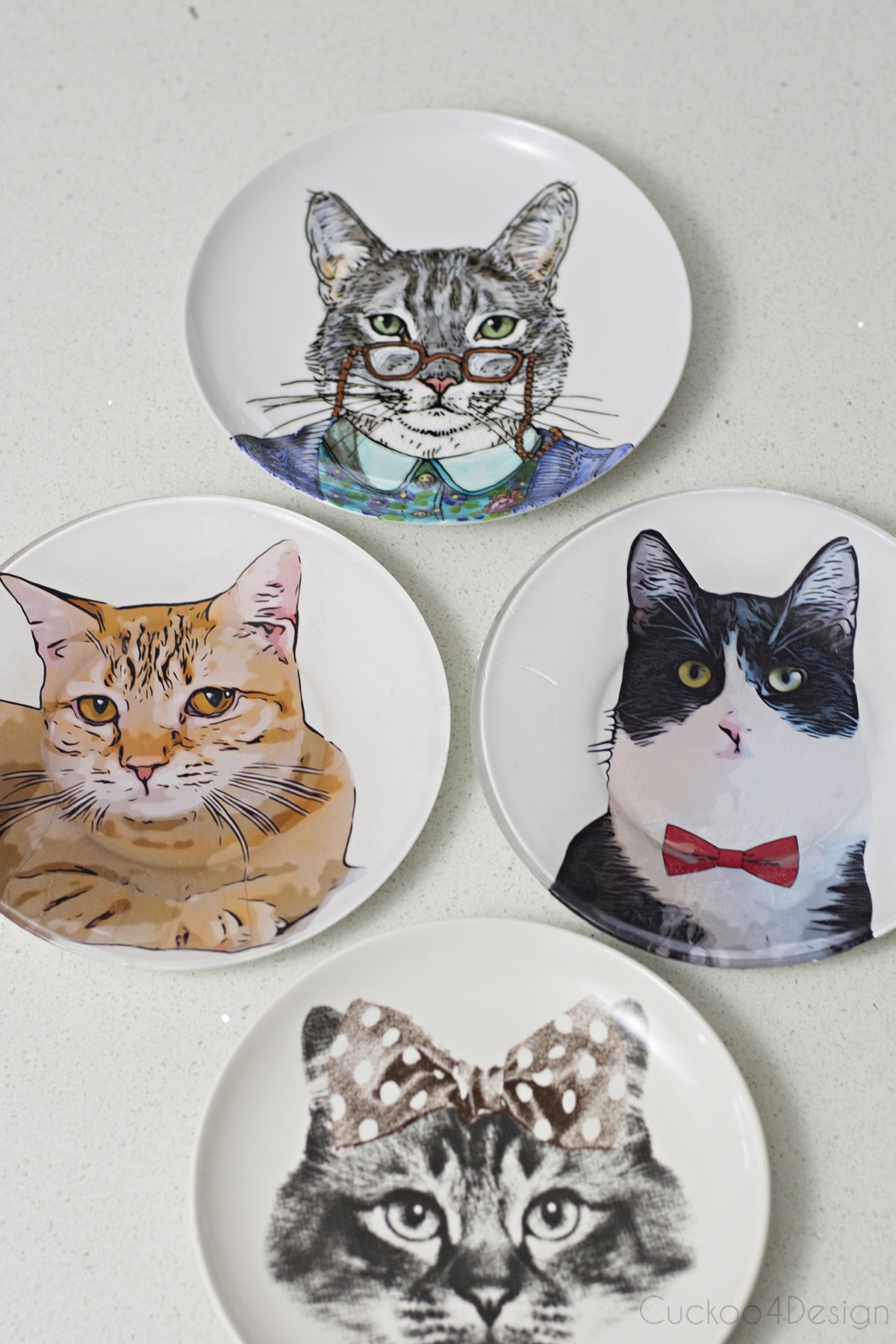 finished custom pet portrait paintings on plates