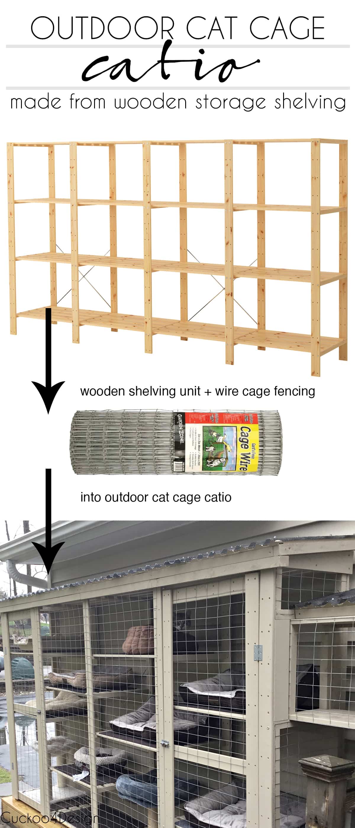 outdoor Ikea catio made from wood utility shelving