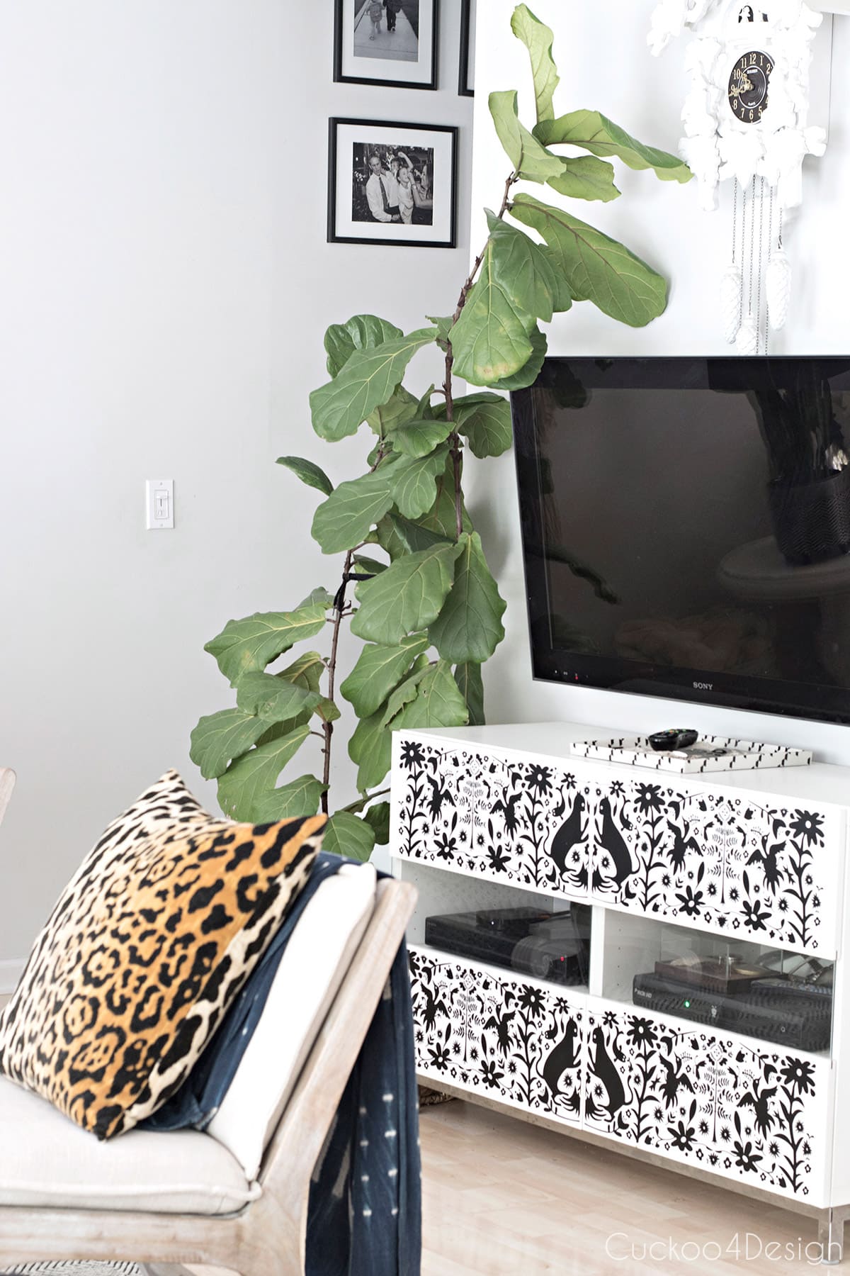 black and white otomi TV stand
