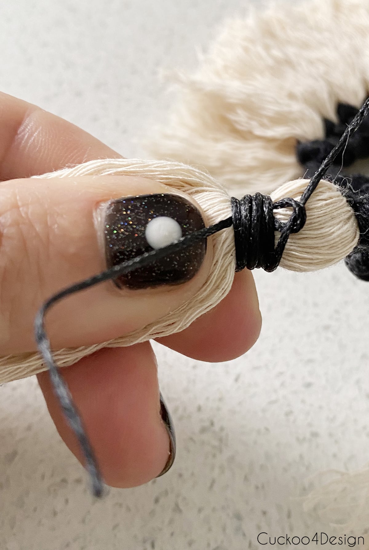 how to finish a tassel with the gathering knot method