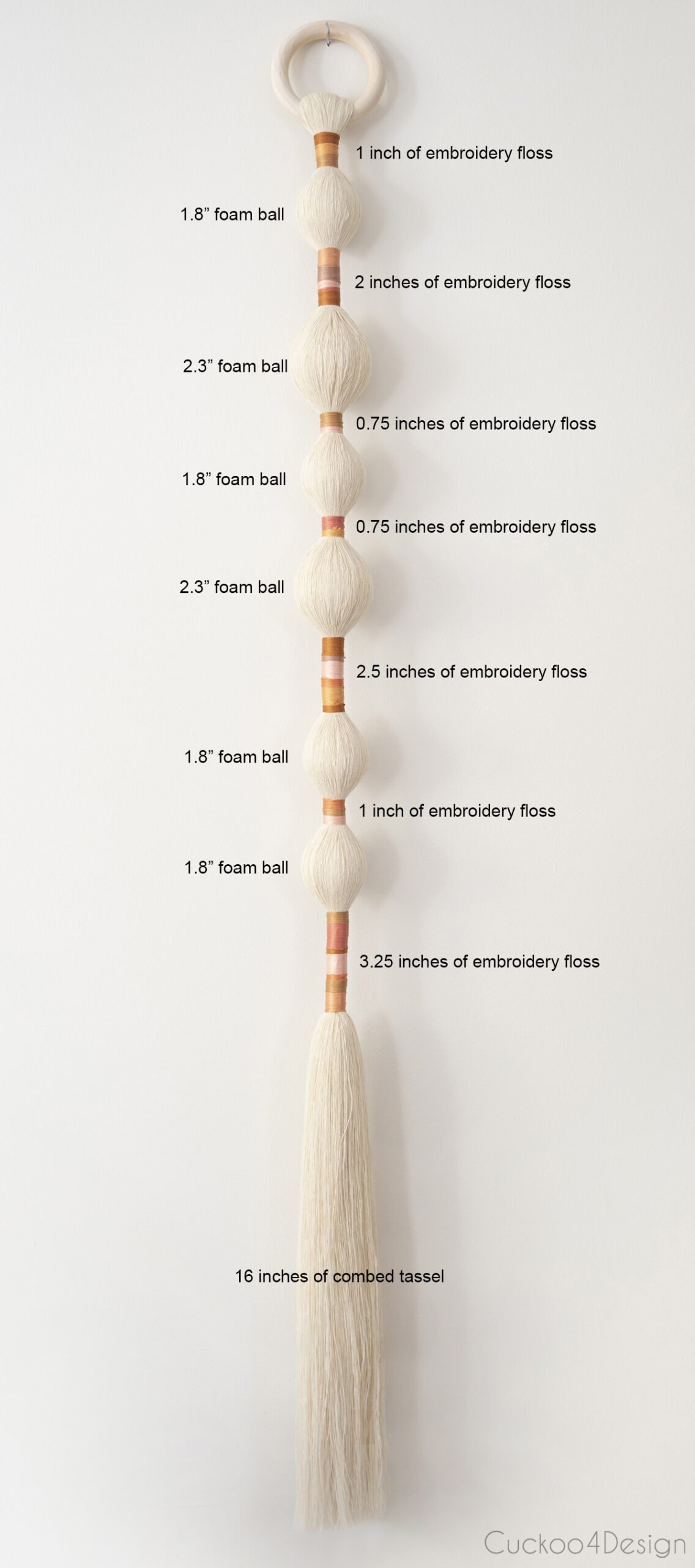 measurements for long narrow wall art tassel