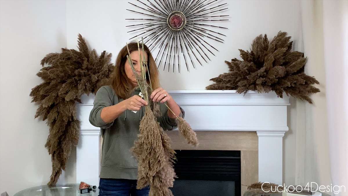 form the pampas grass garland pieces that hang down on each side