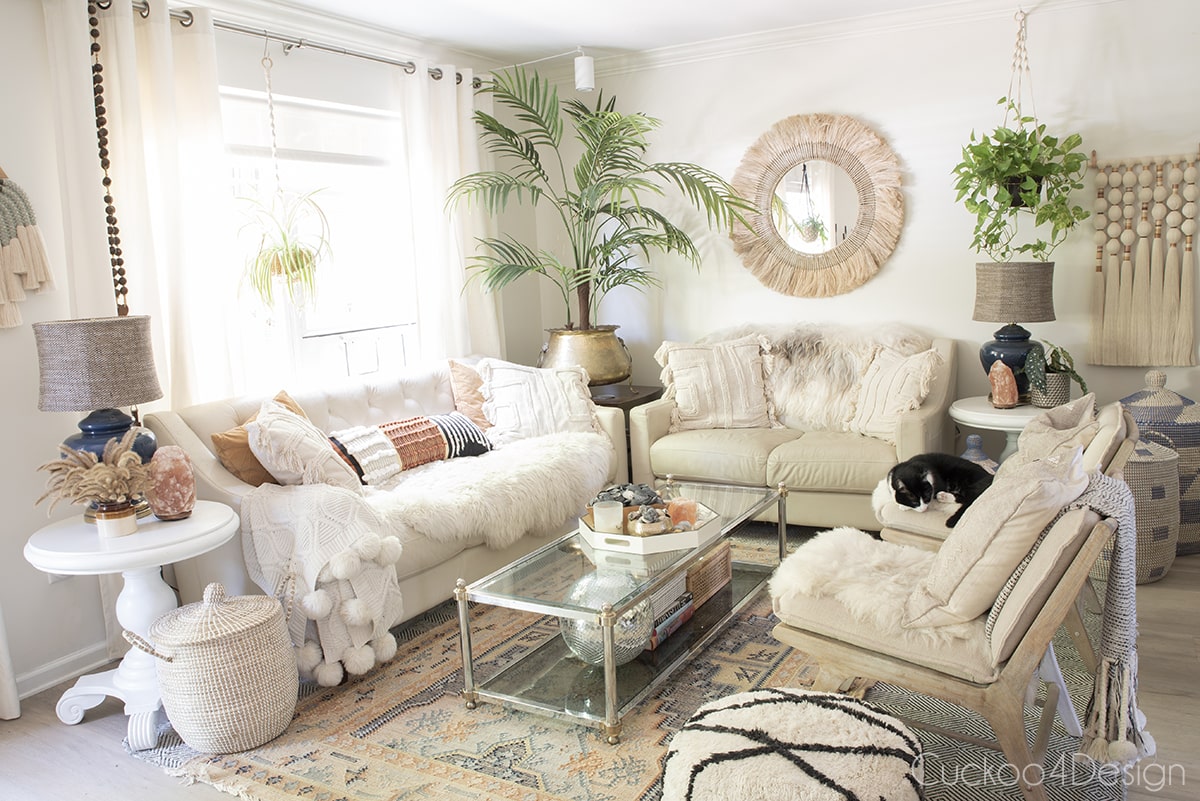full view of living room summer home decor