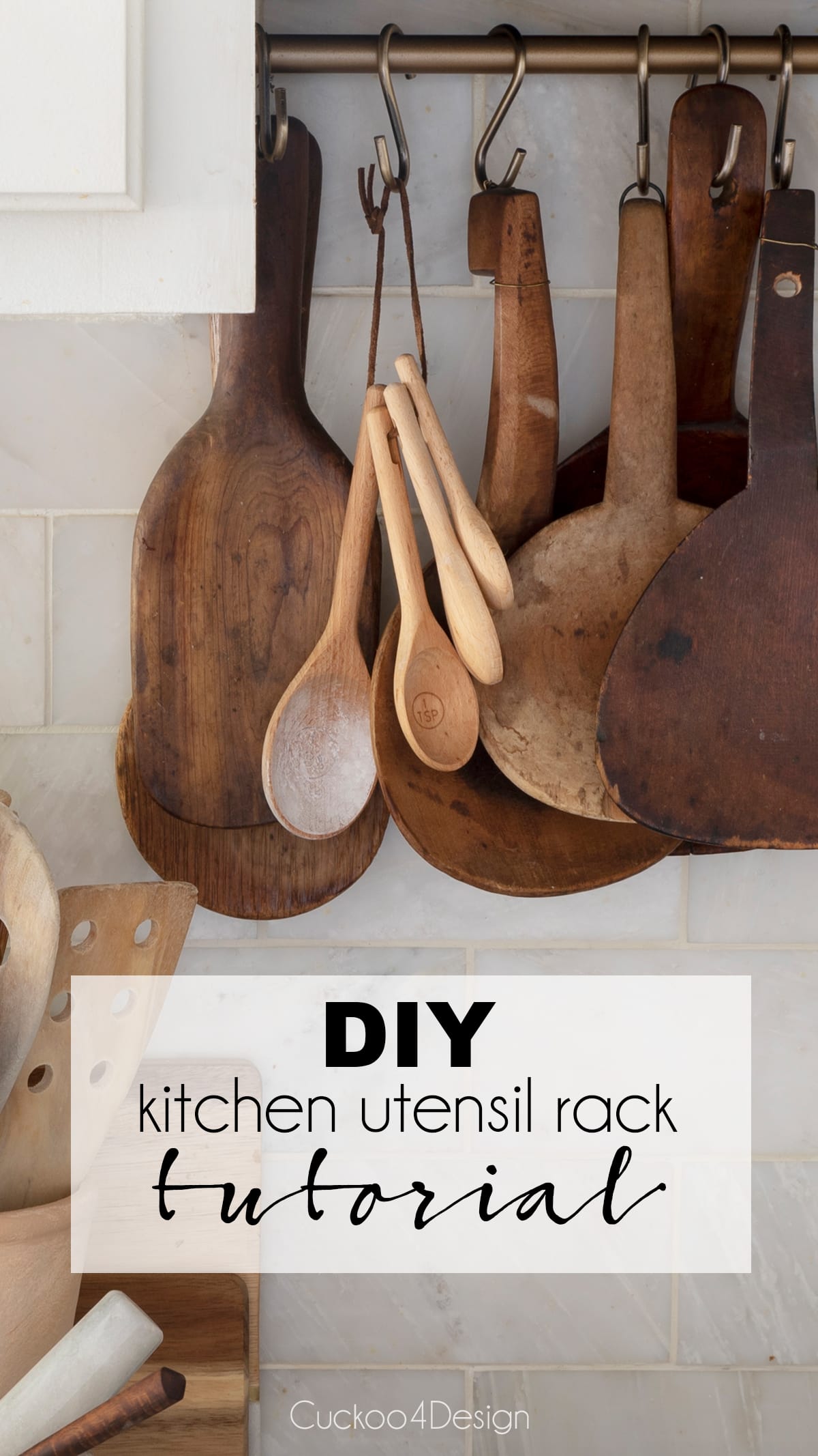 DIY kitchen utensil rack tutorial