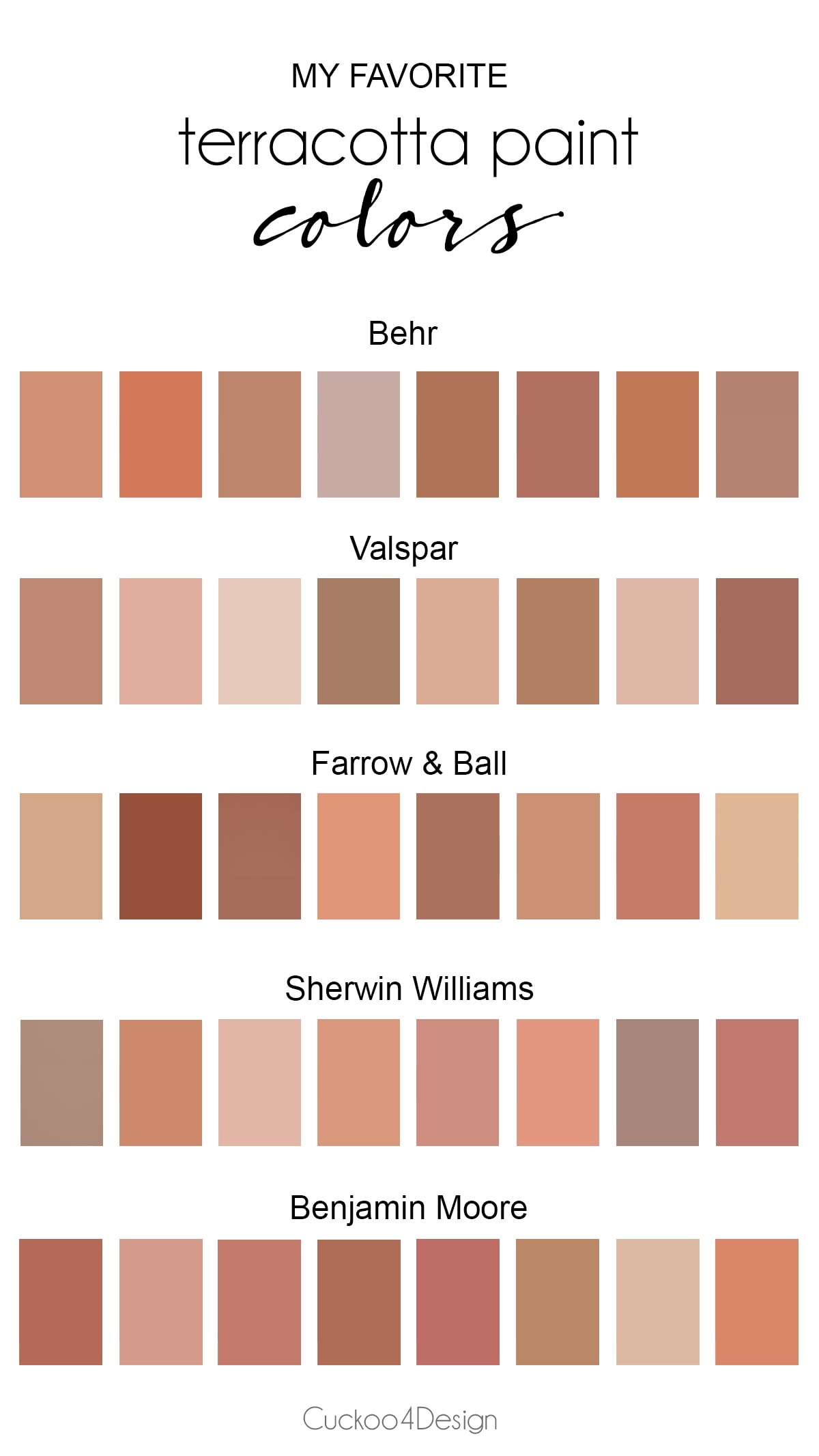 my favorite terracotta paint colors from different brands