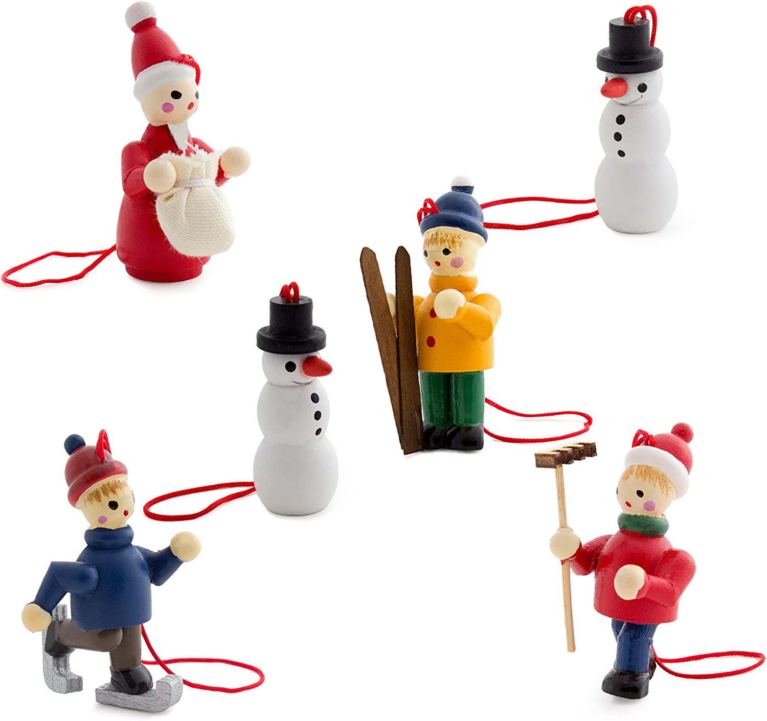 German wooden CHristmas ornaments with children and santas