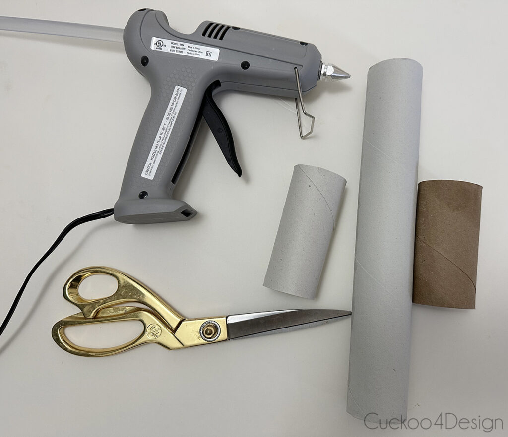 materials needed to make toilet paper roll snowflakes