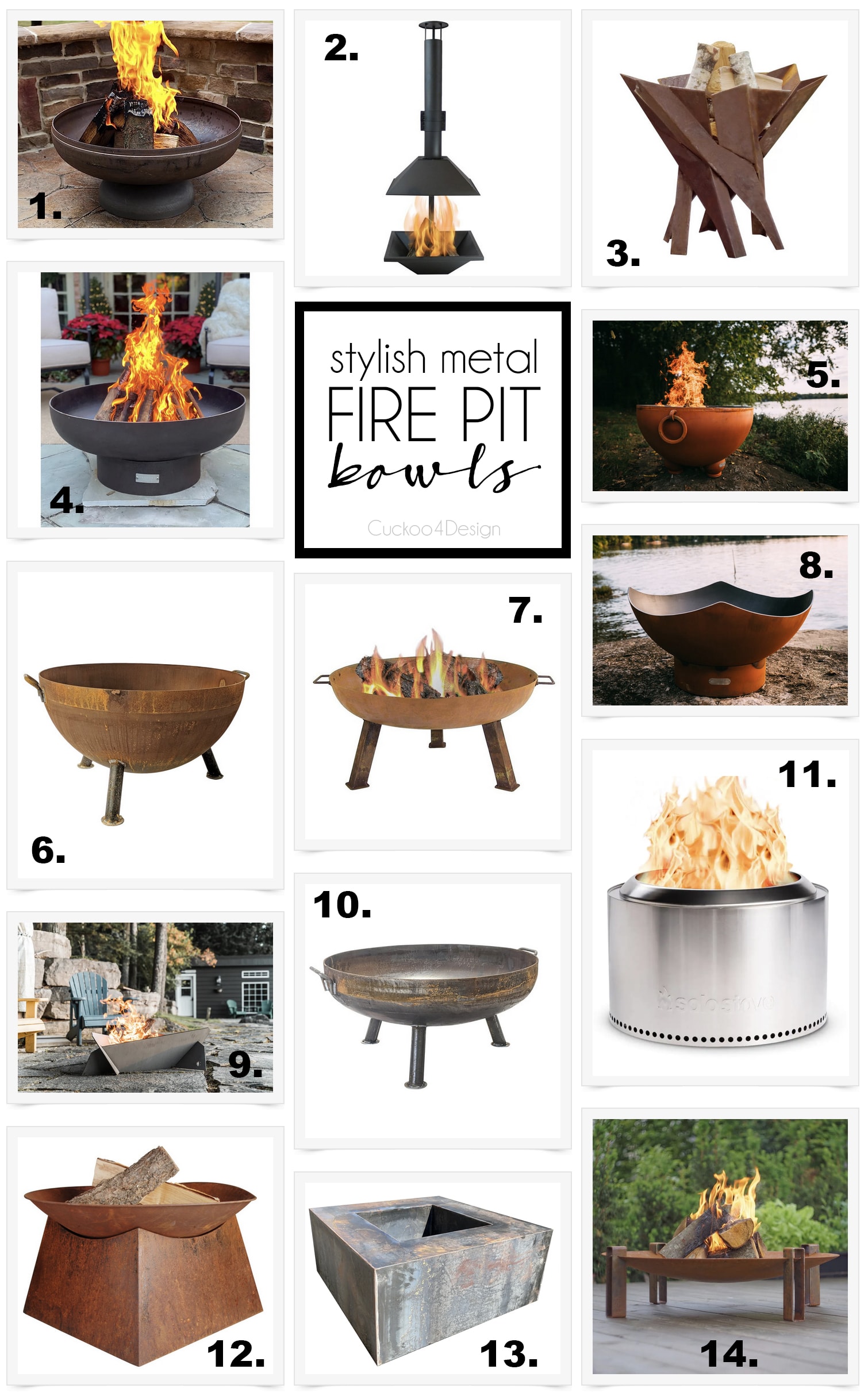round-up of my favorite stylish metal fire pit bowls