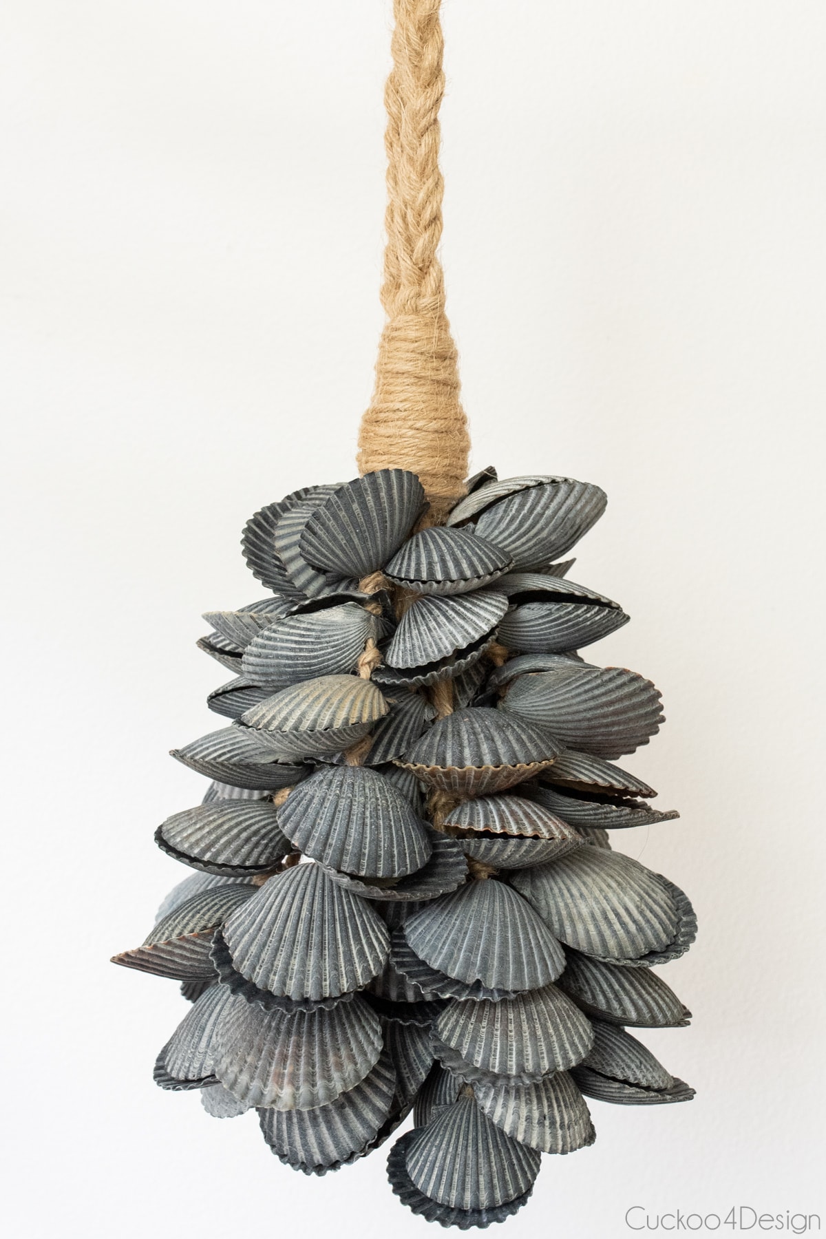 seashell tassel made of black bay scallop seashells