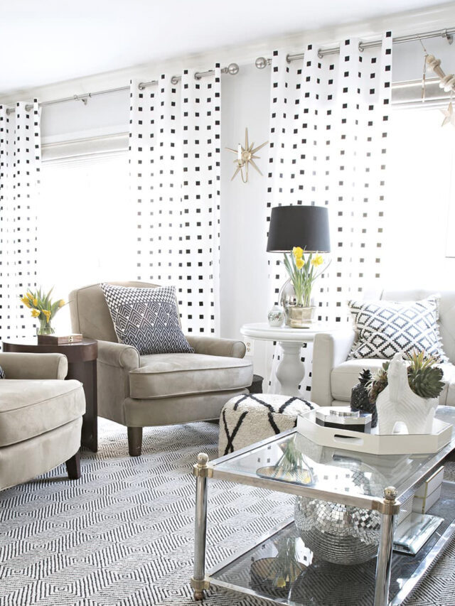 DIY black and white checkered curtains story