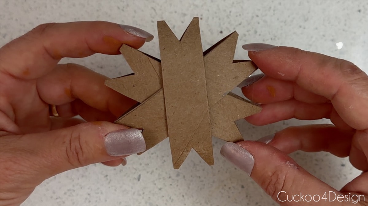 holding a finished toilet paper roll star