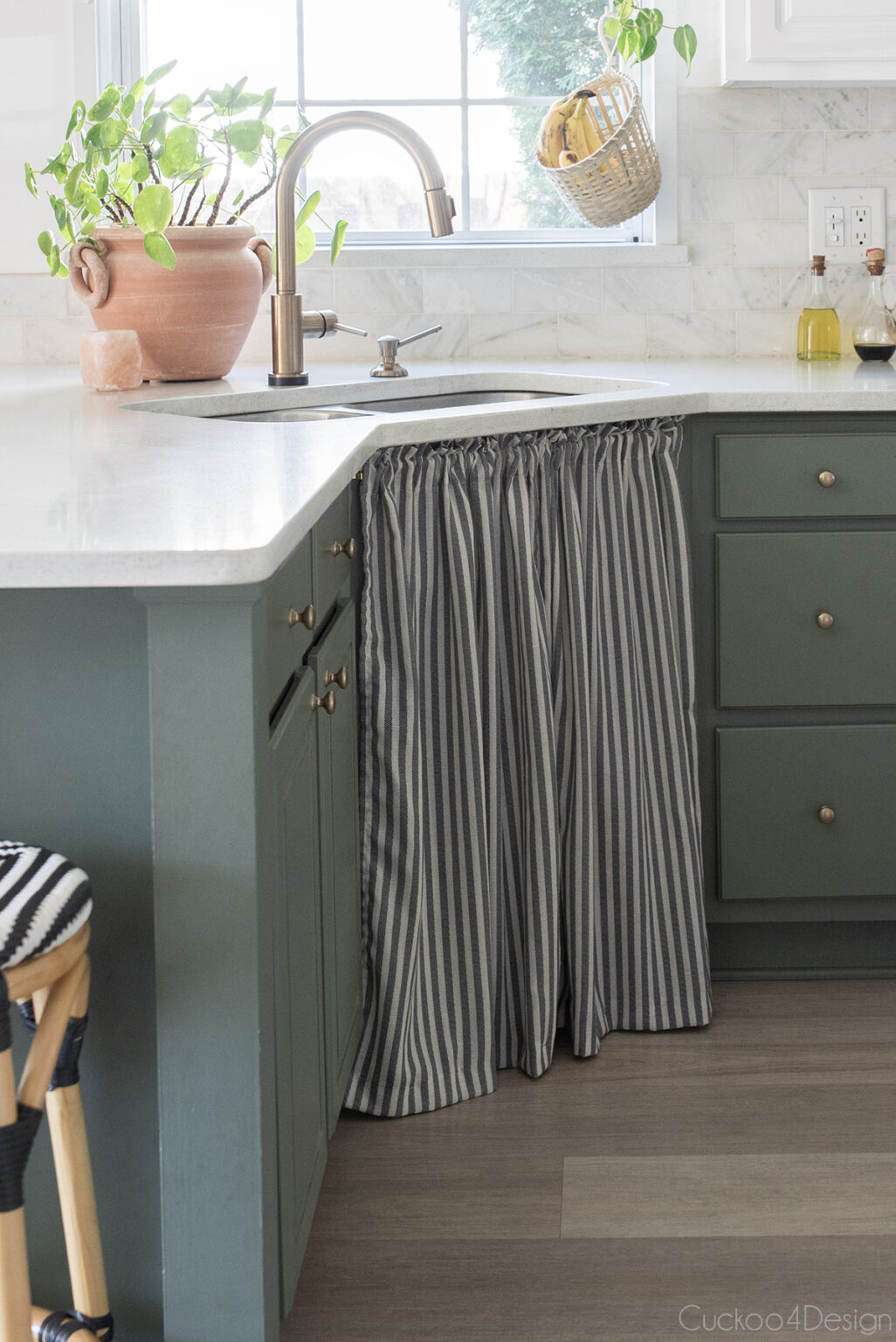 How to make a sink skirt curtain without sewing - Cuckoo4Design