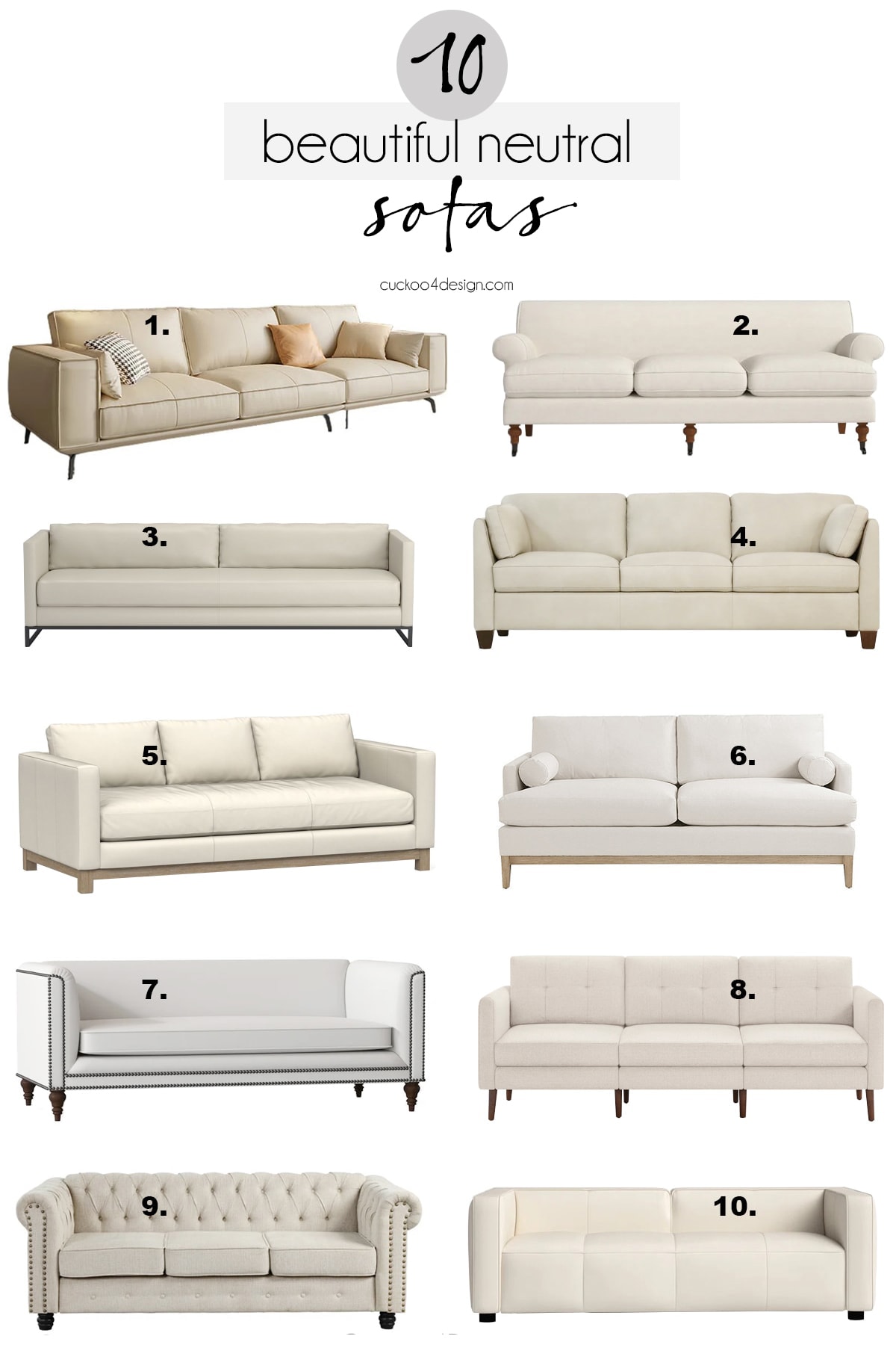 collage of the best neutral sofas for any living room