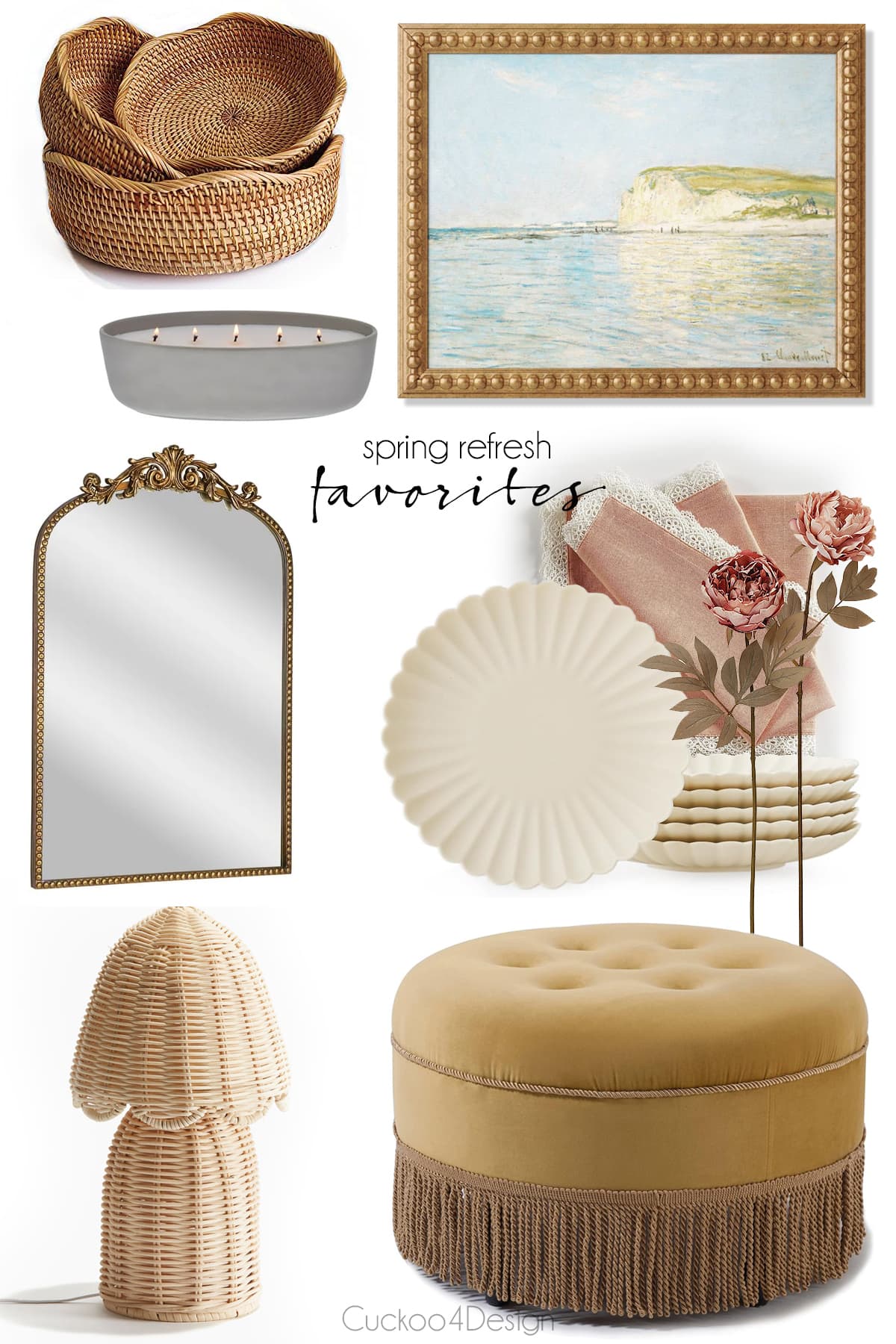 picture collage of spring home decor favorites