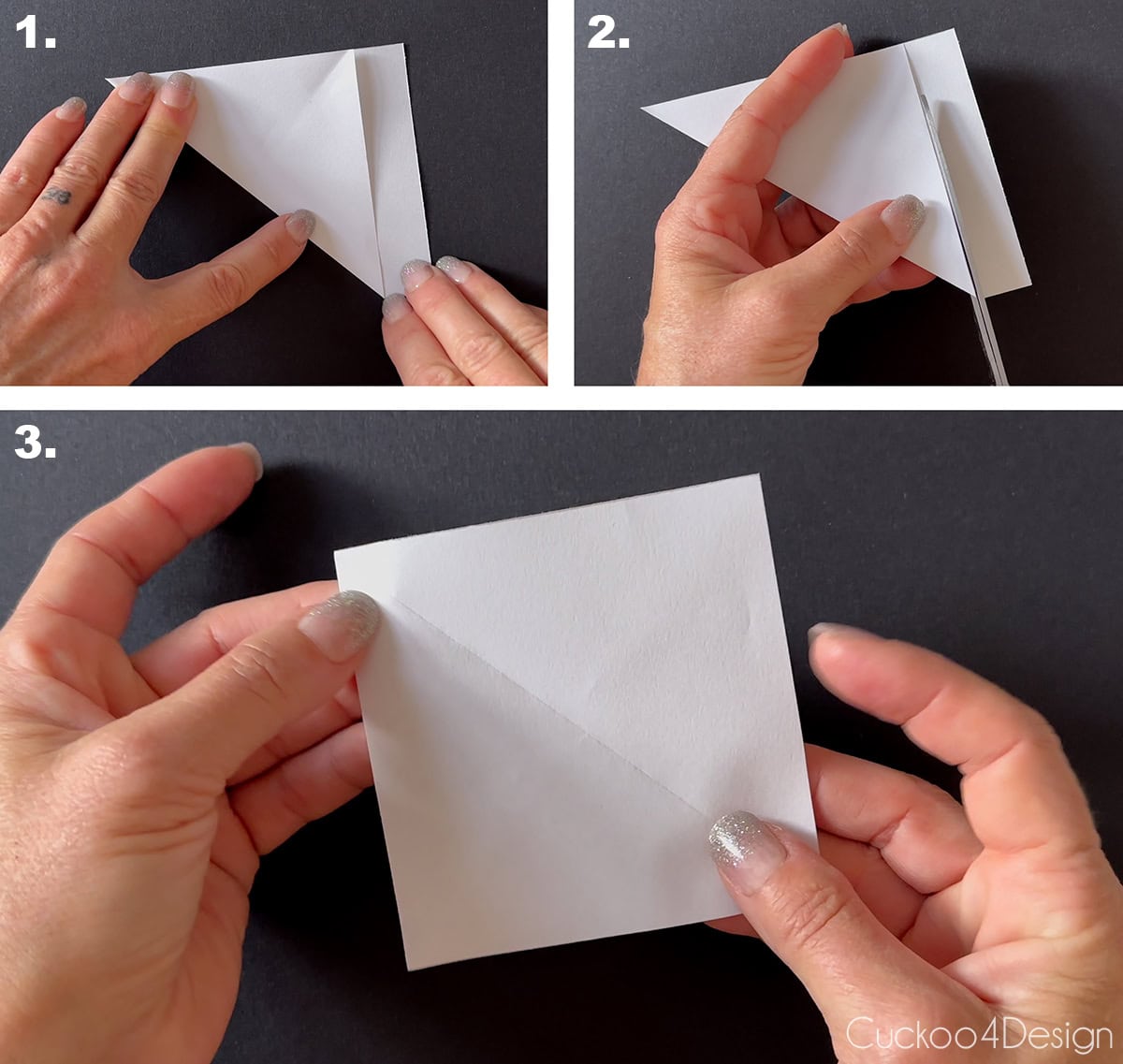 creating paper squares to start the folded star