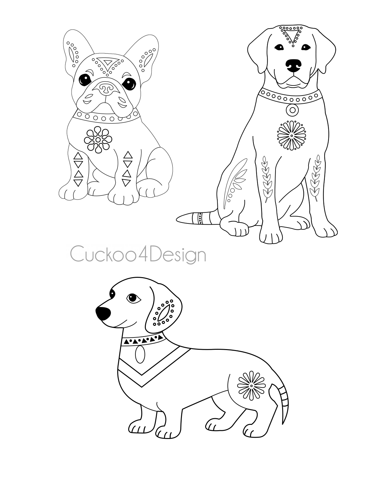 three dog ornament templates for embossing