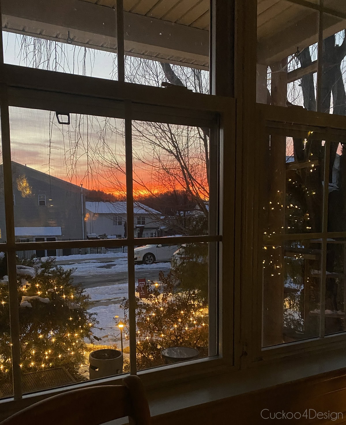 winter sunset from our dining room window