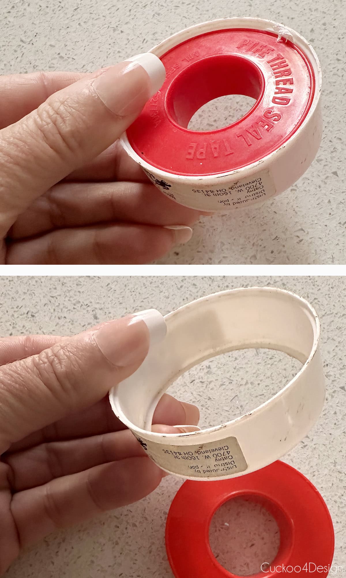 plastic ring cover around plumbers tape