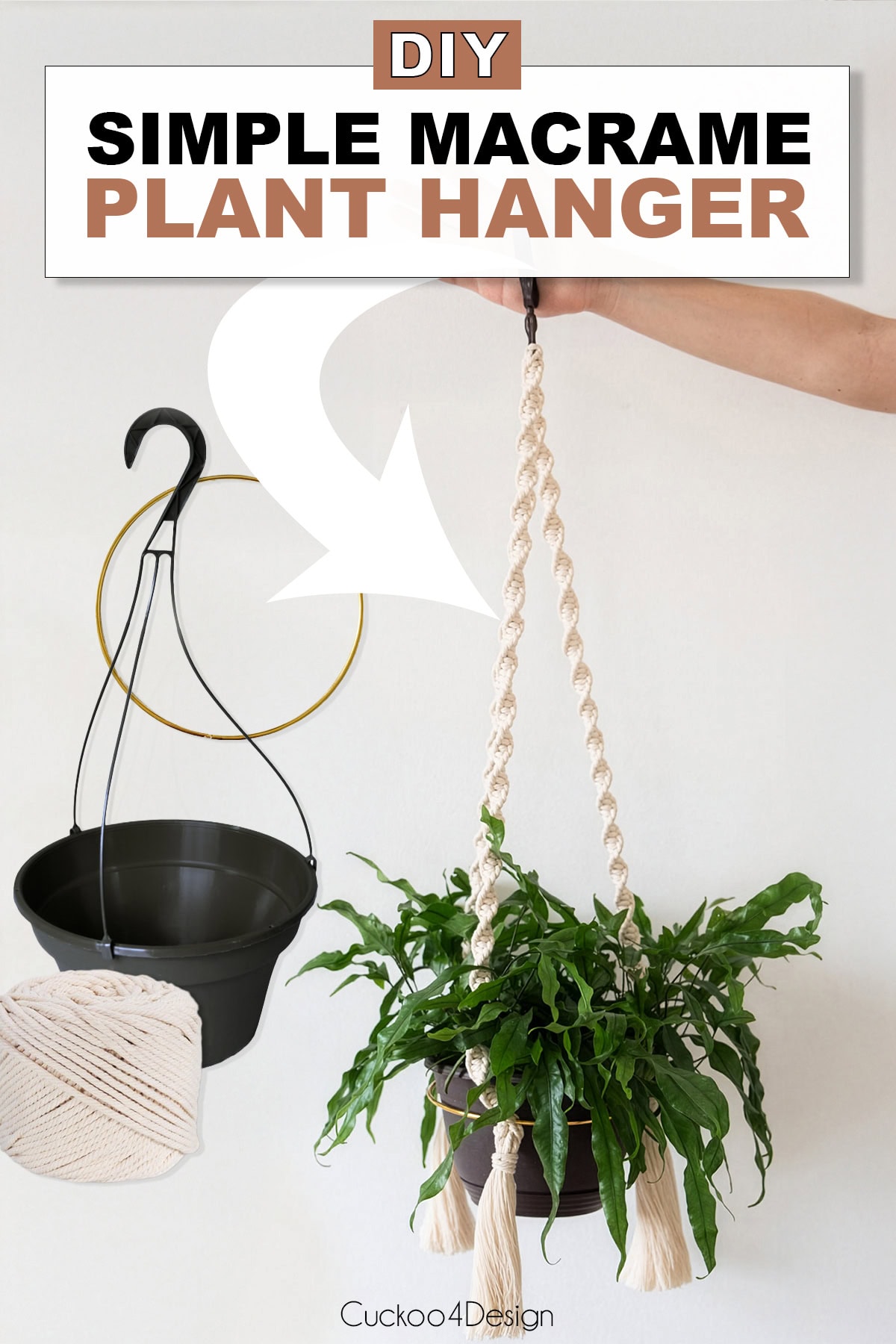 How to Make a Simple Macrame Plant Hanger - Cuckoo4Design