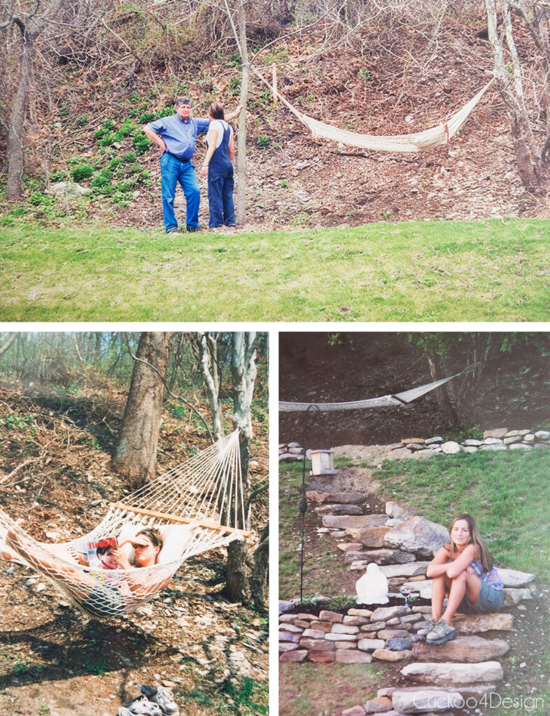 collage of what the yard looked like when we moved in