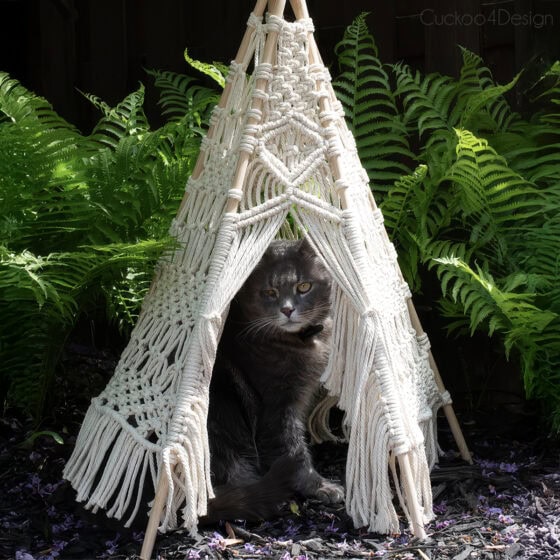 DIY Macrame Teepee for Cats, Kids, and More