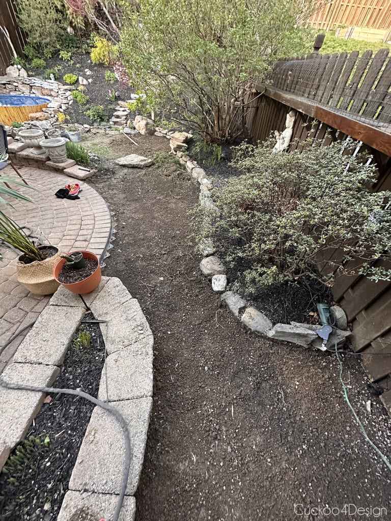 removing grass in the backyard