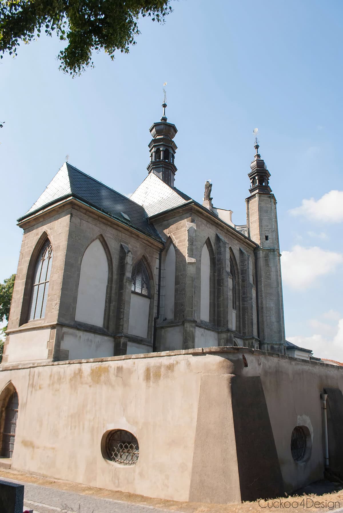 Exterior of the Gothic Sedlec Ossuary chapel in Kutná Hora